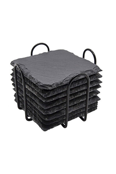 Choice 8 PCS Square Natural Slate Coasters, Slate Drink Coasters, Square Drin...