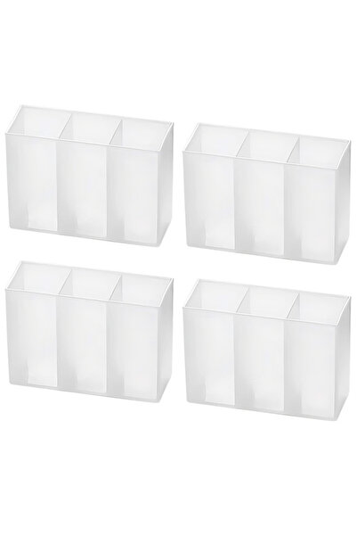 Choice 4Pcs Mini Storage Box 3-Grid Plastic Makeup Brush Lipstick Storage Multi-Functional Desk Organizer f