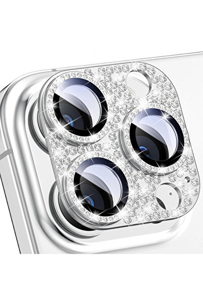 Choice For iPhone 15 white Bling Glitter Diamond Rhinestone Camera Lens Protector Cover For IPhone 16 Pro M