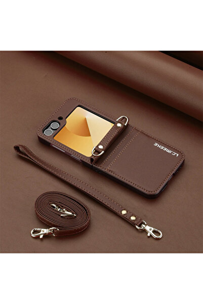 Choice Galaxy Z Flip7 Brown Wallet Crossbody Phone Case For Z Flip 7 FE 6 5 4...