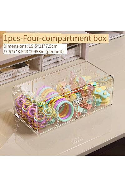 Choice 1 pc four-piece box Transparent Plastic Hair Accessories Storage Box Lightweight Countertop Cosmetic