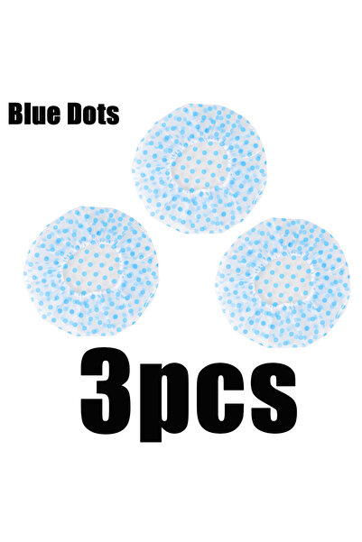 Choice4 3pcs Blue Dots 3pcs Shower Cap Reusable Color Waterproof Household Lo...