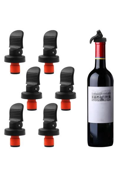 Choice black 6Pcs Wine Bottle Stoppers Reusable Plastic Wine Corks Wine Stoppers Bottle Caps Champagne Stop