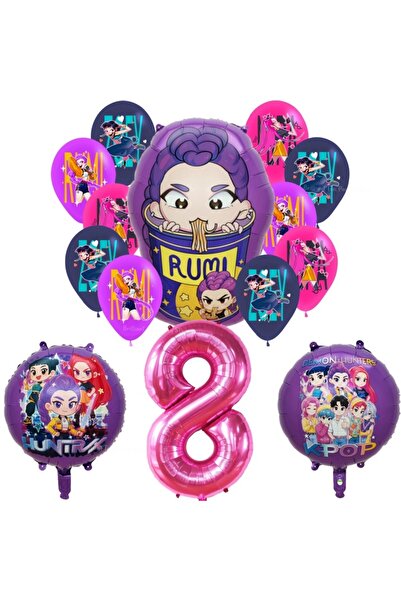 Disney As picture Other Balloon Set -8-14pcs 14pcs Demon Hunters Balloons Set Music Girl Number Aluminum Fo