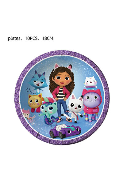 Miniso 1pack 7 inches 10pcs Gabby Dollhouse Cats Birthday Decoration Background Cartoon Aluminum Foil Ballo