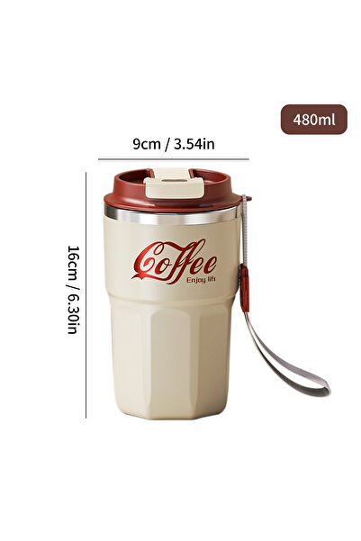 WORTHBUY Cream 480ml 400/480ML 304 Stainless Steel Coffee Cup With Lid&Handle...