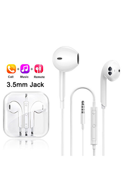 Choice سماعات أذن أصلية 3.5 مم بتصميم داخل الأذن لهاتف Apple iPhone 16 15 14 13 12 11 Pro Max سماعات أذن سلكية 7