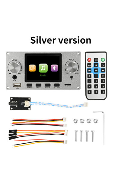 Choice1 لوحة فك تشفير MP3 وبلوتوث DC 4.5-5.0V 5W ومكبر صوت TFT فضي مقاس 2.8 ب...