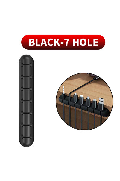 Choice Black 7 Hole Adhesive Cable Holder Clips Cord Management Wire Organizer for Desktop USB Charging Cab