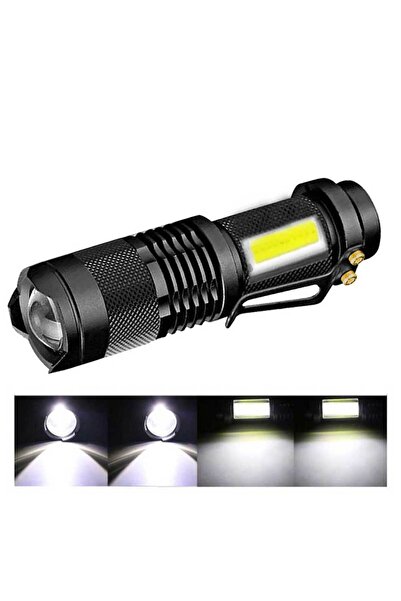 Choice مصباح فلاش أبيض محمول يعمل بأربعة أوضاع، مصباح يدوي LED أبيض، مصباح يدوي قابل للتكبير والتصغير، إضاءة