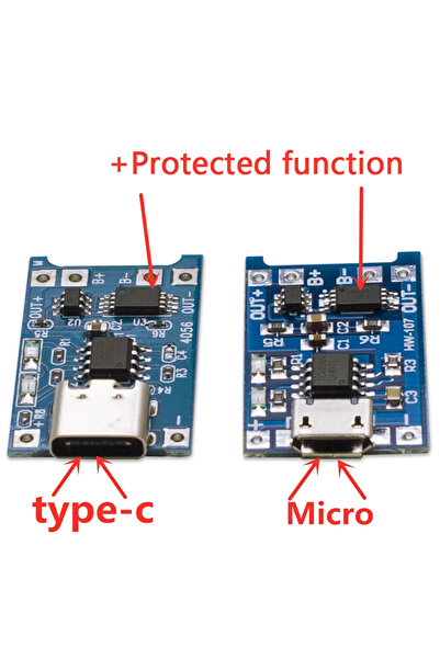 Choice1 وحدة شاحن بطارية ليثيوم TP4056 18650 5 فولت 1 أمبير من النوع C مع لوح...