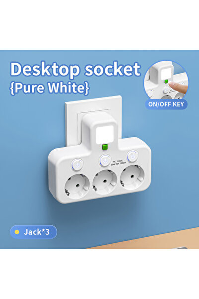 Choice مقبس تيار متردد أبيض من الاتحاد الأوروبي، شريط طاقة متعدد الوظائف، مقب...