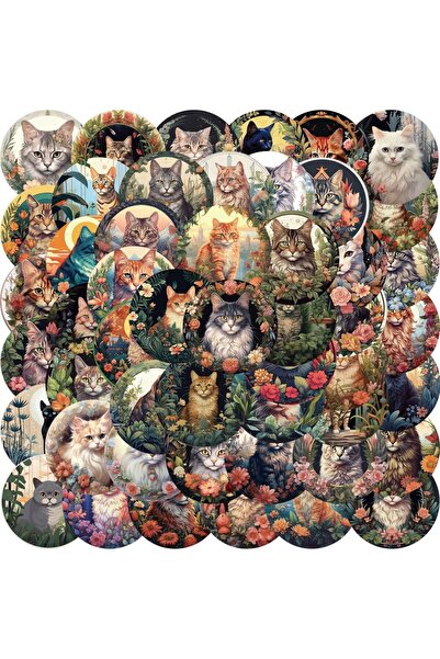 Choice 50 قطعة ملصقات قطط كاواي يدوية الصنع ألعاب عتيقة ملصقات زهور ديكور كمب...