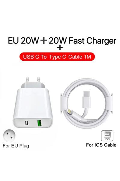 Choice EU Plug 1M C2L Cable PD Charger 40W Fast Charging USB C Charger For iP...