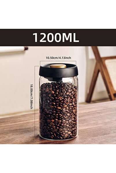 Choice برطمان مفرغ من الهواء سعة 1200 مل، زجاجة تخزين حبوب القهوة، طعام المطبخ، برطمان زجاجي للشاي والحبوب، تخزين طازج J