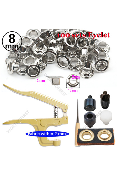 Choice4 QYTZ-8x15x5-DSilver 5/8mm Brass Eyelets with Multifunctional Pliers K...