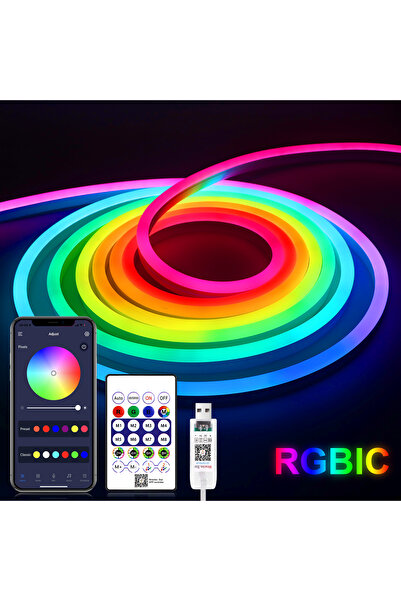 Choice شريط إضاءة نيون LED RGBIC RGB من 3 أمتار، مزود بمنفذ USB 5 فولت، شريط ...