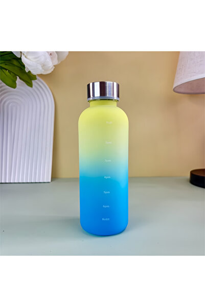 Choice زجاجة سعة 550 مل باللون الأصفر والأزرق مزودة بعلامة زمنية تحفيزية قابل...