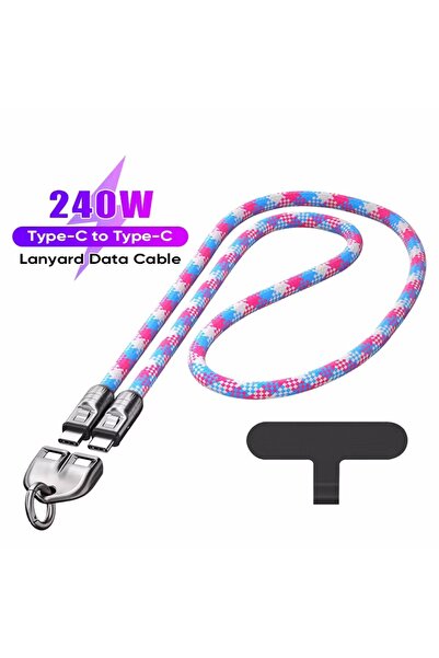 Choice كابل شحن سريع 2 في 1 من USB C إلى Type C بطول 1.2 متر باللون الوردي، ب...