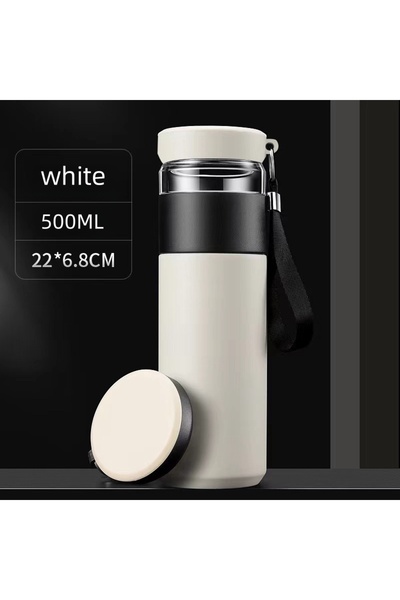 Choice 401-500 مل 500 مل-أبيض قارورة شاي مفرغة من الفولاذ المقاوم للصدأ مع كو...