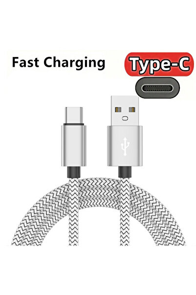 Choice كابل شحن USB A إلى Type C أبيض بطول 1 متر، كابل بيانات من النايلون، شاحن سريع لأجهزة هواوي وسامسونج وأندرويد