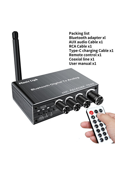 Kebidumei T500 Bluetooth 6.0 Audio Receiver Digital To Analog Converter 3.5mm AUX RCA Coaxial USB U-Disk Karao