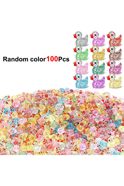choice2 100Pcs Glitter Miniature Resin Duck Mini Tiny Ducks for DIY Garden Mi...