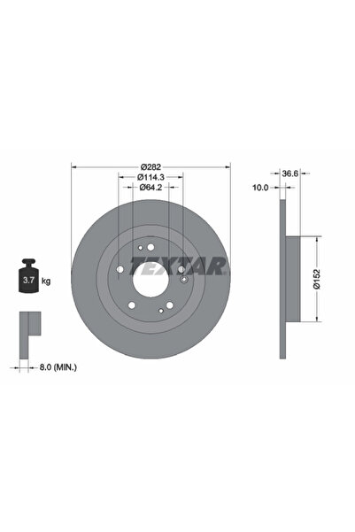 TEXTAR Спирачен диск за Honda Civic 10