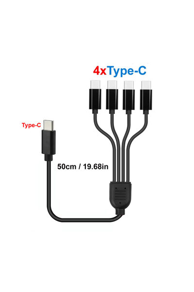 Choice C to 4xtype-C 50cm Short Cord 5V USB A C to Type C Multiple Charging Cable 4 in 1 Micro USB Splitter
