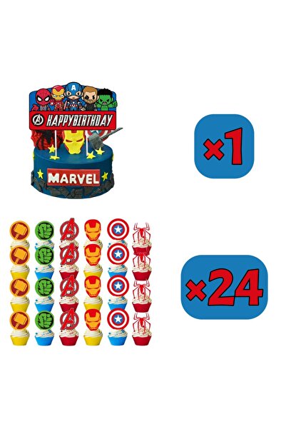 Choice 25Pcs 25pcs Marvel Avengers Superhero Cake Toppers Set for Kids Birthday Party Baby Shower Cupcake D