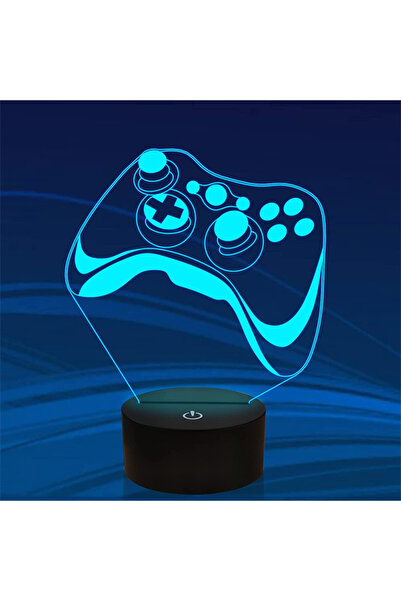 Choice مصباح إضاءة LED ثلاثي الأبعاد بقاعدة سوداء و7 ألوان زرقاء مع مقبس USB ...