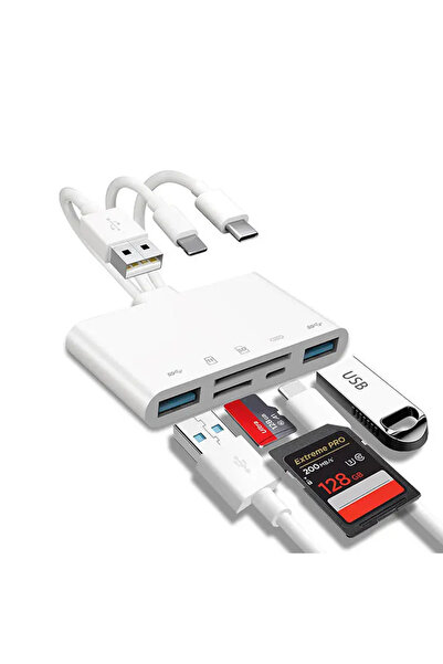 Choice قارئ بطاقات عالمي 8 في 1، 8 في 1، فتحات SD/TF، USB3.0/Type-C/Ligting OTG، محول كاميرا لنظام Android
