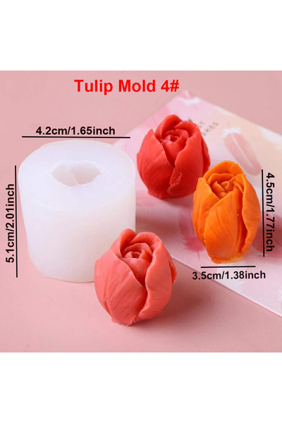 Choice1 قالب توليب 4 قوالب سيليكون لزهرة توليب ثلاثية الأبعاد، شمعة معطرة برا...