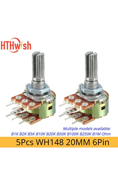 Choice11 20 كيلو أوم جديد 5 قطع WH148 20 مم 6 دبوس مزدوج الجهد B1K B2K B5K B1...