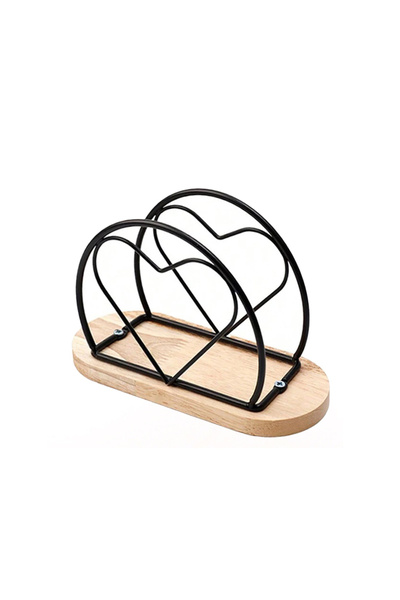 Choice J2503011-A Napkin Holder with Wooden Base Metal Napkin Organizer Stand...