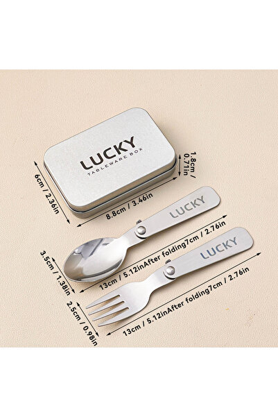 WORTHBUY E Style 3Pcs/Set Portable Foldable Dinnerware Set 304 Stainless Steel Folding Fork Spoon Wi