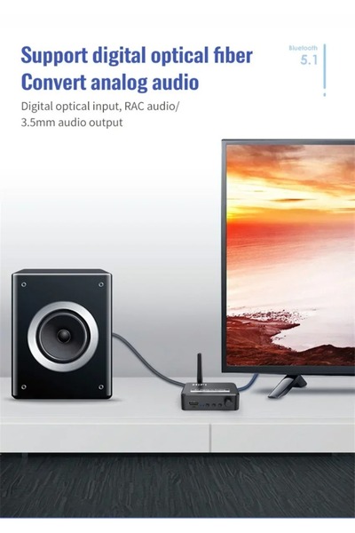 Vikefon Bluetooth 5.0 Receiver Digital to Analog Audio DAC Converter Adapter Digital SPDIF Optical Toslin...