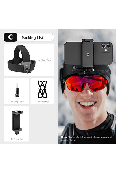 Choice حزام رأس سي فامسون لكاميرا جو برو هيرو 11 10 9 8 7 ملحقات حزام الرأس قابل للتعديل لكاميرا جو برو هيرو.