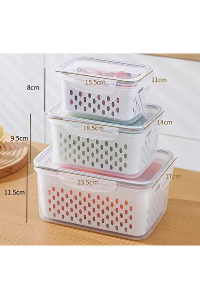 Choice 3pcs Fruit Storage Containers for Fridge Produce Containers with Removable Fruit Washing Bowl with S