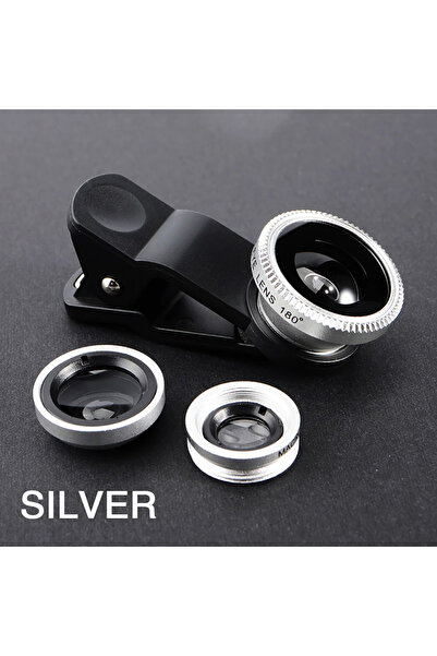 Choice Silver 3 in 1 Fisheye Phone Lens Wide Angle Zoom Lens Fish Eye Macro L...