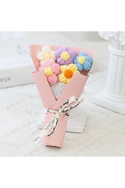 Choice باقات وردية صغيرة من زهور التريكو الإبداعية، زخارف نباتية، إكسسوارات ص...