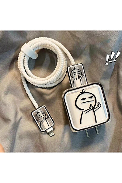 Choice مجموعة واحدة من حافظات الحماية الإبداعية اللطيفة من mini people لهاتف IPhone 15 14 13 Pro Max 18/20W شاحن حماية الشحن D