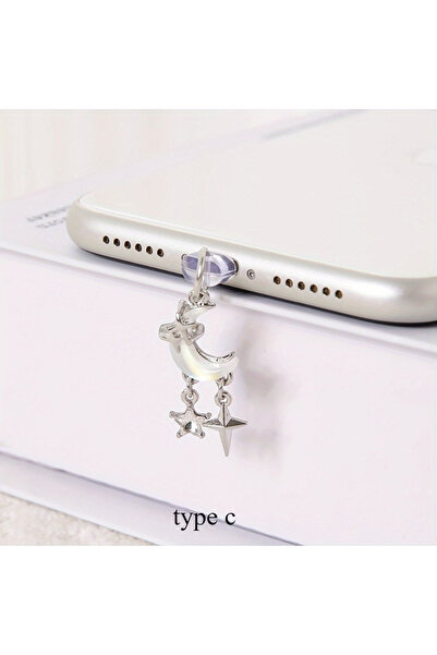 Choice سدادة غبار بسيطة على شكل قمر أبيض من النوع C، قابس منفذ شحن الهاتف من ...