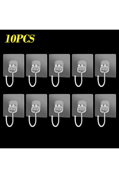 Choice 7X7cm 10 Pack Big Size Hook Self-Adhesive PVC & Stainless Steel Transp...