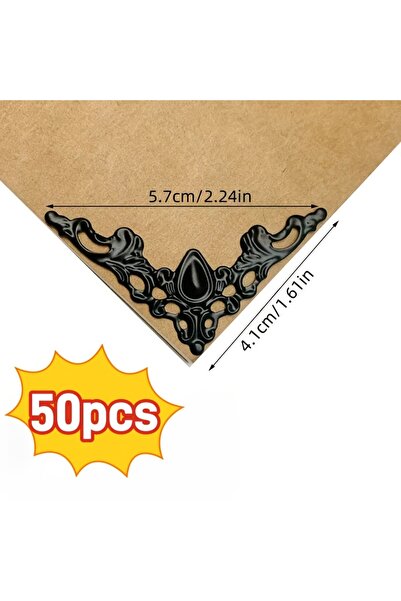 Choice1 Black 50 Decorative Metal Corner Protectors - Hollow Triangle Design,...