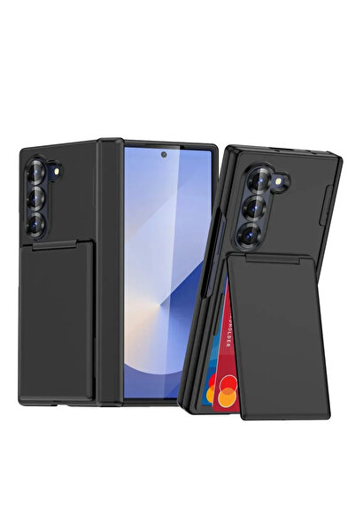 Choice جراب هاتف فاخر أسود اللون قابل للطي مع مسند، متوافق مع هواتف Galaxy Z ...