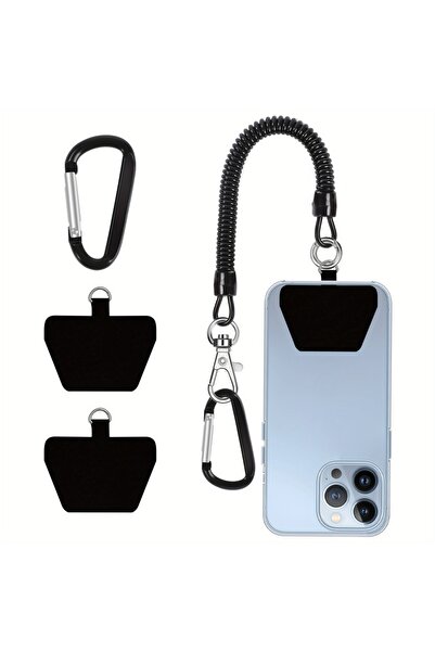 Choice مجموعة حزام هاتف قابل للتعديل مكونة من 4 قطع باللون الأسود مع مشبك للم...