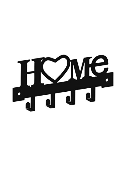 Choice حامل مفاتيح على شكل "حب المنزل" مع خطافات - أسود - بدون حفر، منظم معدن...