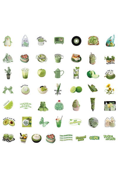 Choice A Etori Life 50 PCS Cartoon Cute Green Element Object Exquisite Patter...