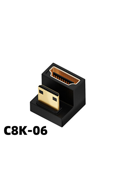 Choice 1PCS 8K HDMI Adapter C8K-06 360 Degree Angled U-shaped L Converter Mini HDMI Male to HDMI-compatible